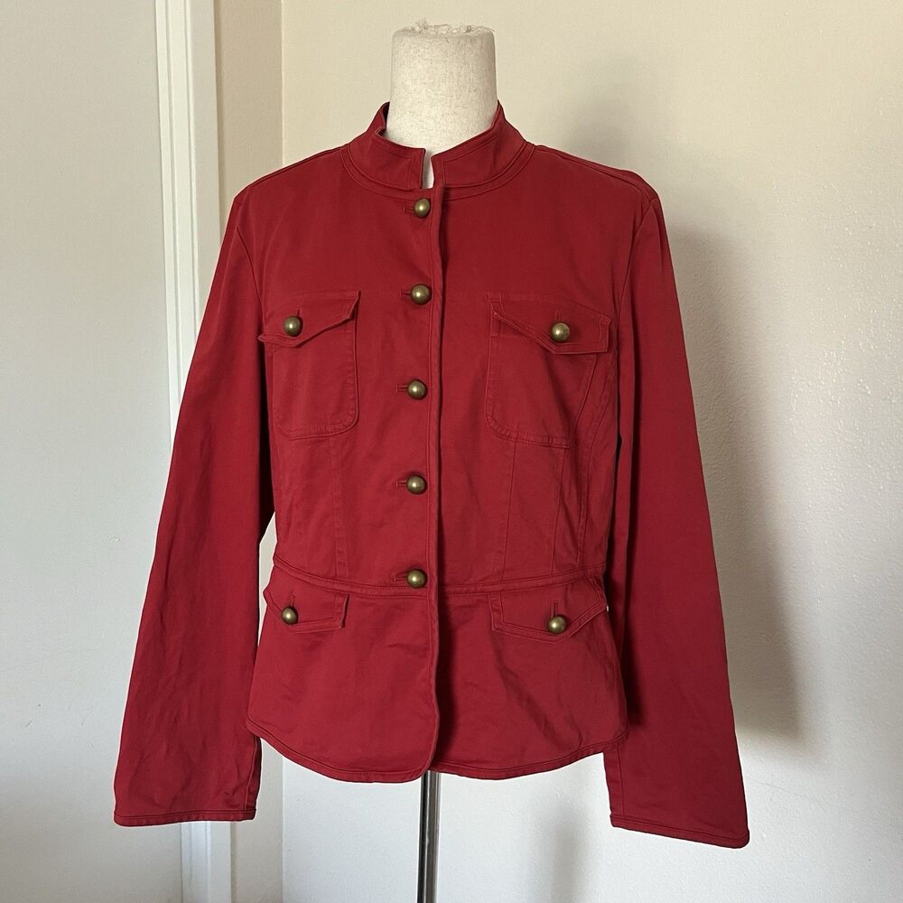 Talbots Stretch Military Utility Jacket Sz 12